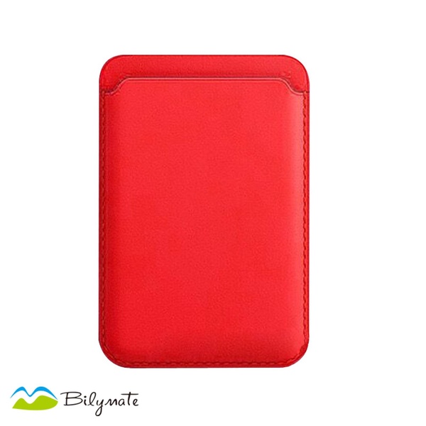 Iphone back magnet stick red leather card holder