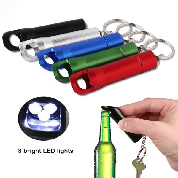 LED Flashlight Bottle Opener Keychain accept Custom printing logo