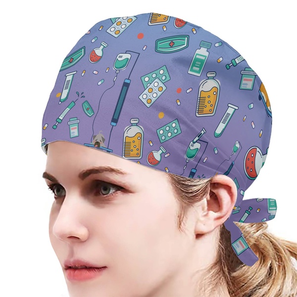 Adjustable Sweatband Bouffant Hats Unisex Tie Back Hats