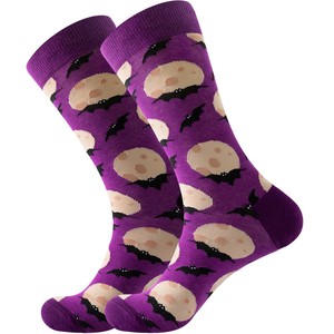 Novelty Crazy Funny Halloween Crew Socks Colorful Pumpkin Bat Casual Patterned Sock