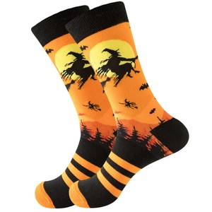 Halloween Socks Novelty Fun Holiday Ghost Skeleton Bats Spider Web Printed Crew Socks for Adult Men Women