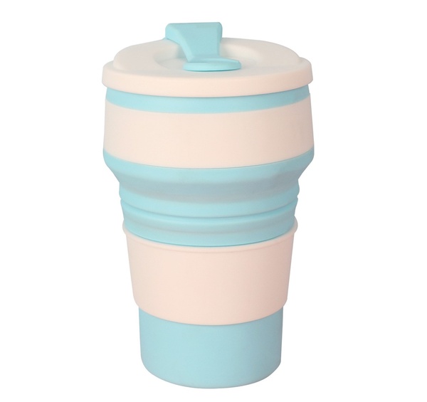 Collapsible coffee Cup for Travel 12OZ Silicone Foldable Mug with Lid Durable Reusable Portable Bottle for Camping
