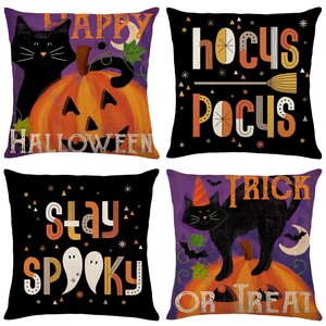 Halloween Pillow Covers 18 x 18 Inch  Farmhouse Holiday Throw Pillow Cases Sofa Couch Decorations