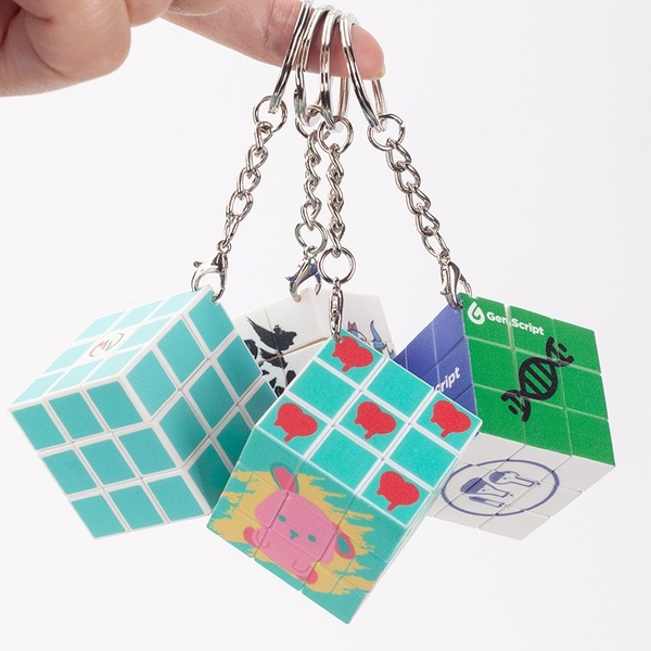 Custom your logo Magic cube with keychain for AD promotion gift
