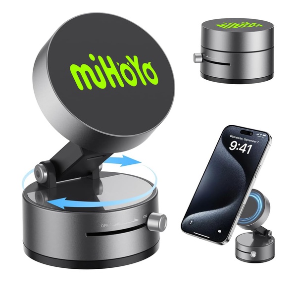 UV printing logo Magnetic Car Phone Holder - Vacuum Suction, Foldable & Retractable Mount