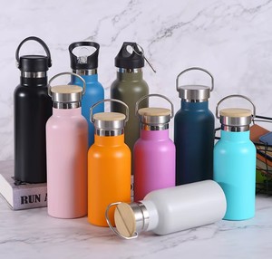 Stainless Steel Water Bottle with Bamboo Lid