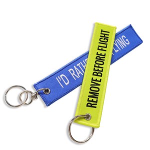 Embroidered Keychain Tag - Double-Sided Woven Key Chain with Ring, Durable Fabric Key Fob for Cars, Backpacks & Luggage