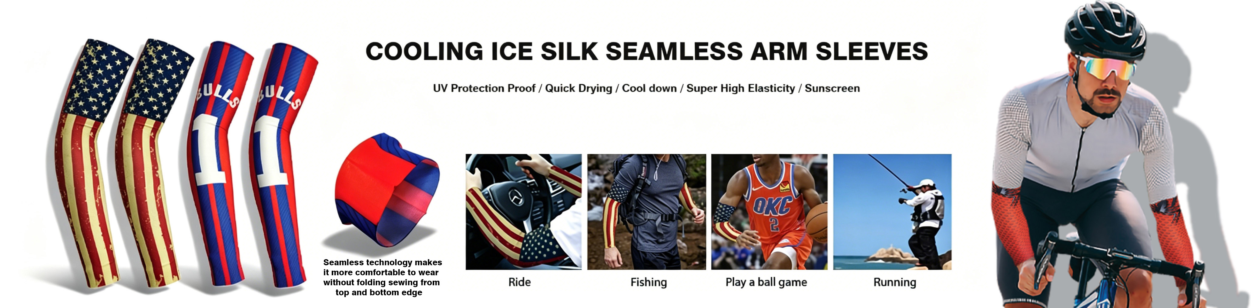 Ice-silk cooling arm sleeve